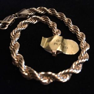 New gold plated rope chain bracelet, width 5 mm., length  8"
